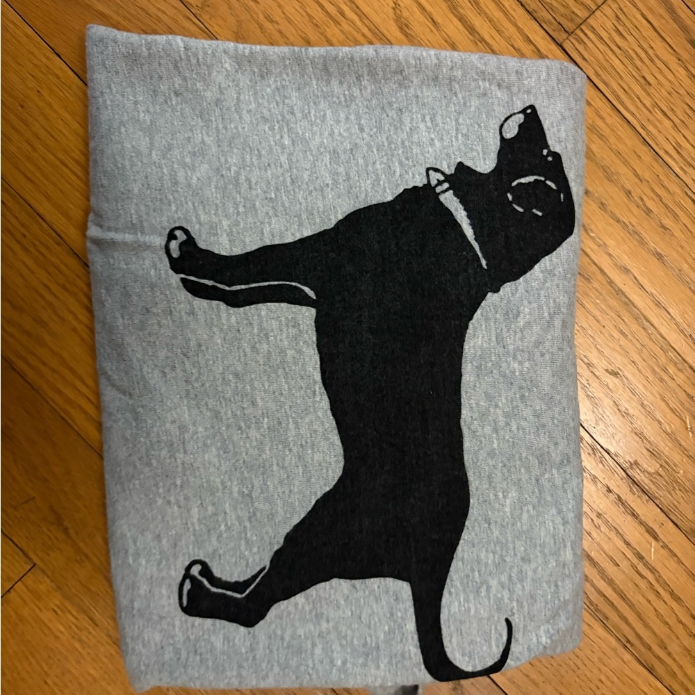 Gray Sweatshirt with Black Dog Print